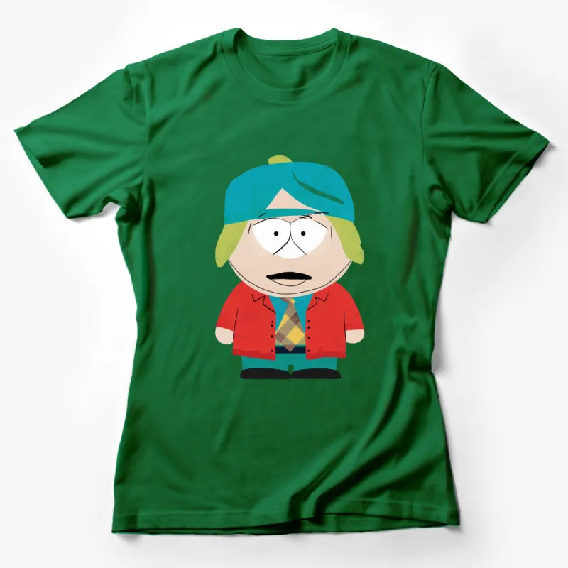 Cartoon Character T-Shirt, Funny Kids Show Inspired Graphic Tee, Colorful Casual Wear Female T-Shirt