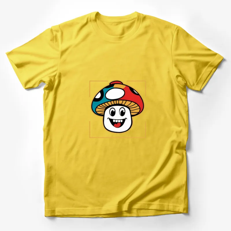 Colorful Cartoon Mushroom T-Shirt, Fun Kids Graphic Tee, Unique Fungi Apparel, Cute Mushroom Illustration Shirt Male T-Shirt