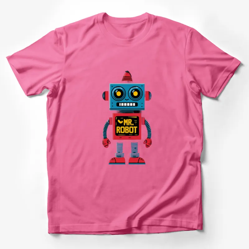 Vintage Mr. Robot T-Shirt, Retro Robot Graphic Tee, Nostalgic Blue Red Robot Design, Unique Gift for Tech Lovers Male T-Shirt