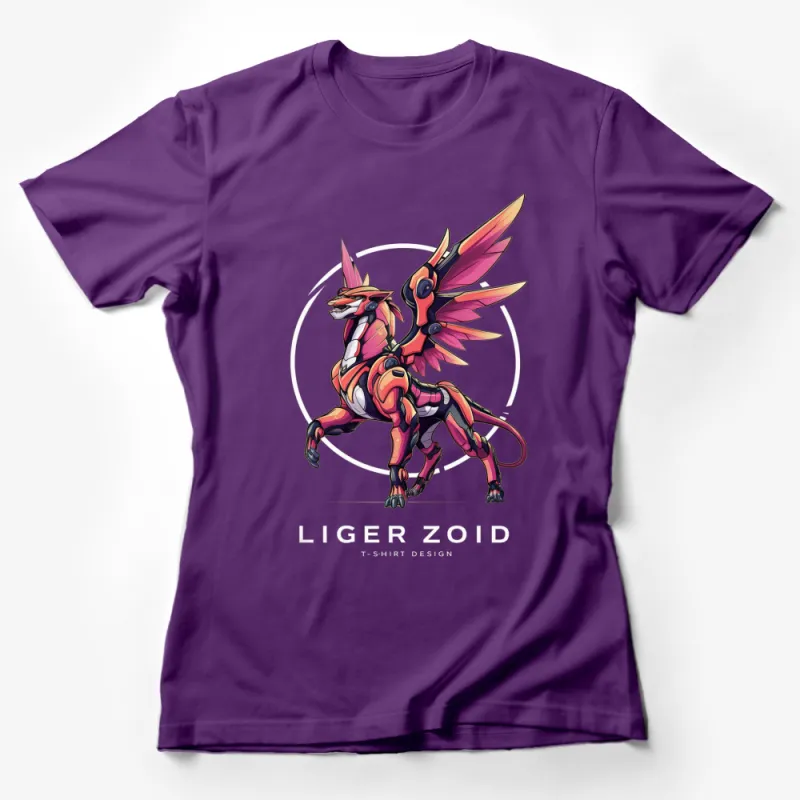 Vibrant Liger Zoid Character T-Shirt, Bold Robot Animal Design, Unisex Graphic Tee, Colorful Mechanical Beast Shirt for All Ages Female T-Shirt