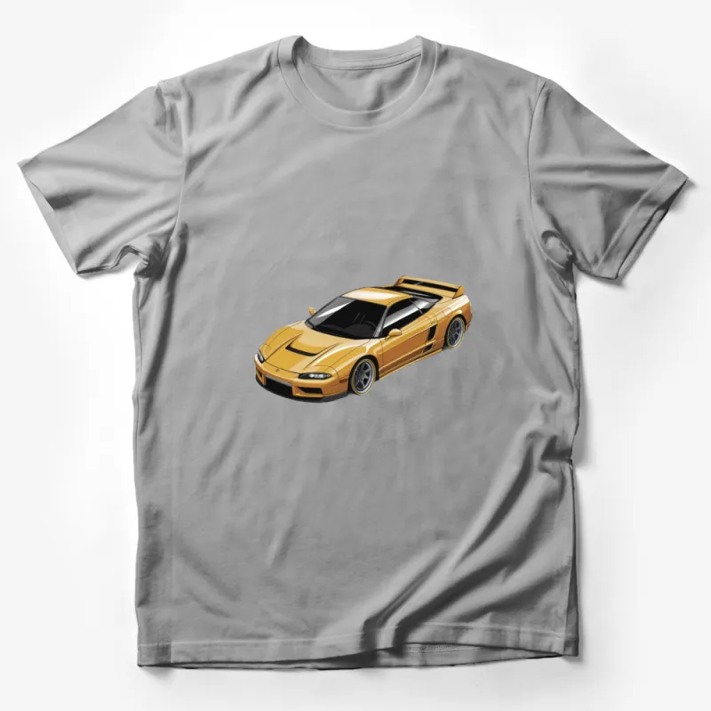 Gold Sports Car Graphic Tee, Stylish Men's Car T-Shirt, Unique Vehicle Inspired Apparel Male T-Shirt