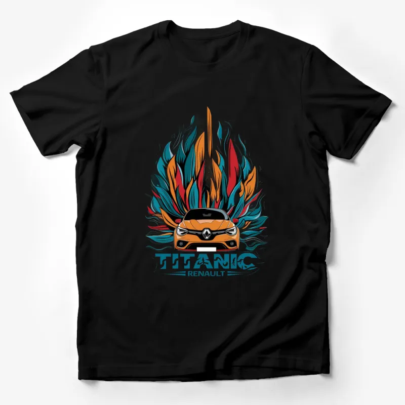 Vibrant Renault Car Graphic T-Shirt, Colorful Flames Design, Unisex Casual Wear Male T-Shirt