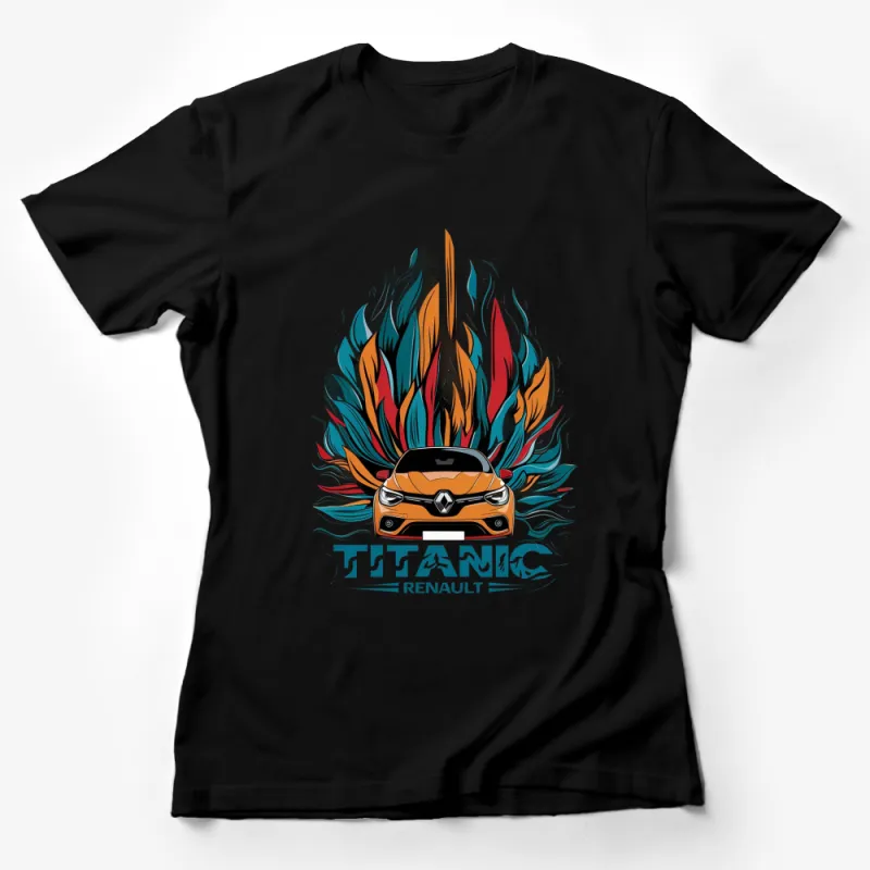 Vibrant Renault Car Graphic T-Shirt, Colorful Flames Design, Unisex Casual Wear Female T-Shirt