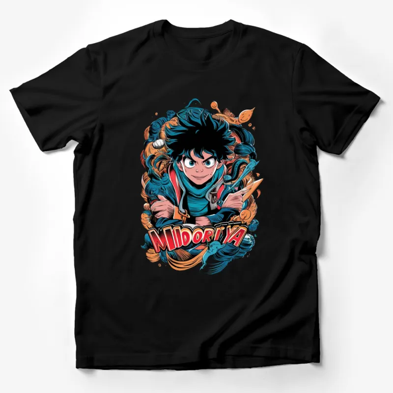 Midoriya Anime Inspired Graphic T-Shirt, Colorful Manga Hero Design, Unisex Tee for All Ages Male T-Shirt