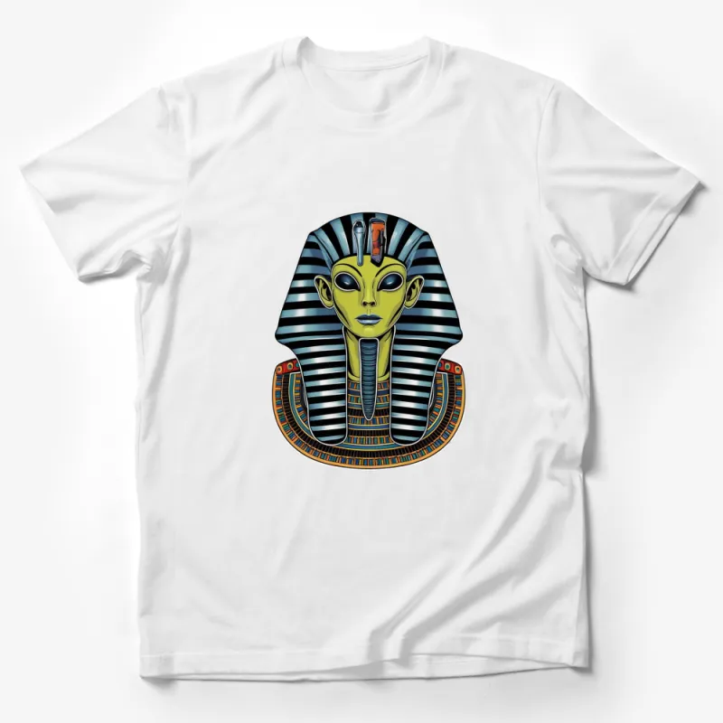 Alien Pharaoh Graphic T-Shirt, Ancient Egyptian UFO Alien Head, Unique Extraterrestrial Design Tee Male T-Shirt