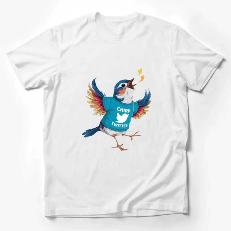 Colorful Bird Chirp Twitter Graphic T-Shirt, Unisex Casual Bird Lover Tee, Unique Colorful Tee Shirt Male T-Shirt