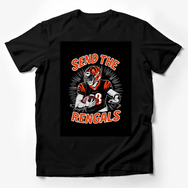 Send The Bengals Football Player Graphic T-Shirt, Fan Gear Sports Tee, Athletic Apparel, Bold Design Male T-Shirt