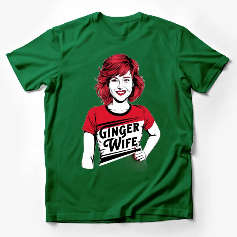 Ginger Wife T-Shirt, Bold Red and Black Graphic Tee, Fun Fashion Statement, Unique Gift for Her Male T-Shirt