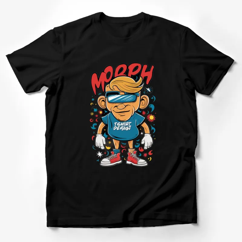 Cool Morph Character T-Shirt, Vibrant Cartoon Design, Trendy Casual Wear for All Male T-Shirt