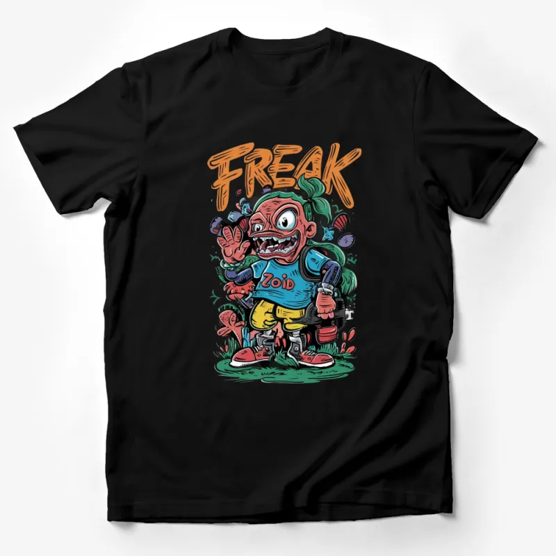 Freak Zoid Cartoon Graphic Tee, Funny Character Illustration, Colorful Unisex T-Shirt Male T-Shirt