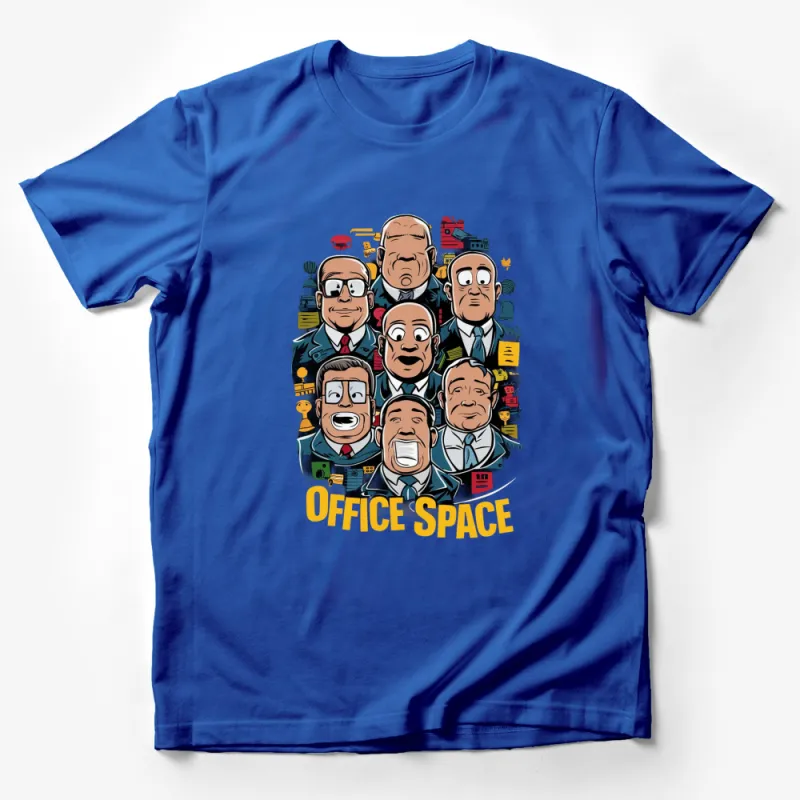 Office Space Movie Cartoon Characters T-Shirt, Colorful Graphic Tee, Unique Film Fan Apparel Male T-Shirt