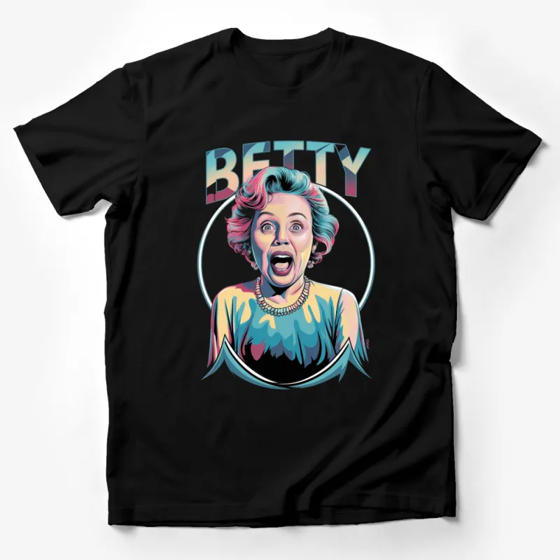 Retro Betty Pop Art T-Shirt, Vintage Comic Style Shirt, Colorful Graphic Tee, Women's Fashion Top Male T-Shirt