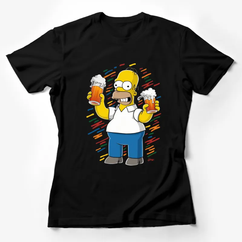 Funny Cartoon Character Beer Lover T-Shirt, Yellow Animated Man with Beers, Unique Gift for Friends Female T-Shirt