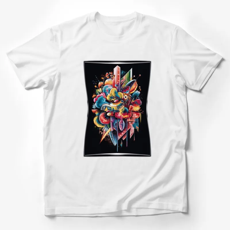 Colorful Abstract Art T-Shirt, Vibrant Graphic Tee, Modern Artistic Design Top for All Male T-Shirt