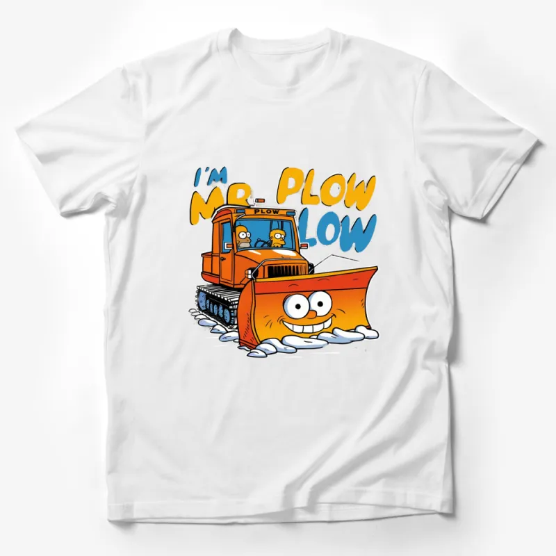 Funny Mr. Plow T-Shirt, Homer Simpson Cartoon Graphic Tee, Unique Snow Plow Design Shirt Male T-Shirt