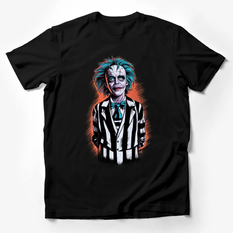 Unique Beetlejuice Illustration T-Shirt, Gothic Horror Movie Fan Apparel, Unisex Graphic Tee Male T-Shirt