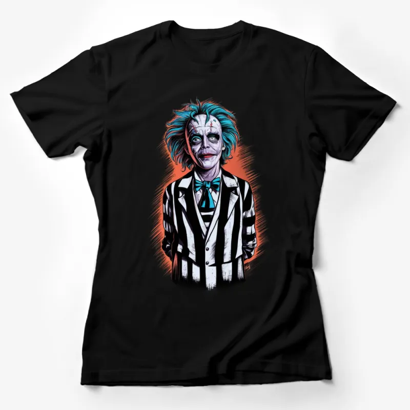 Unique Beetlejuice Illustration T-Shirt, Gothic Horror Movie Fan Apparel, Unisex Graphic Tee Female T-Shirt