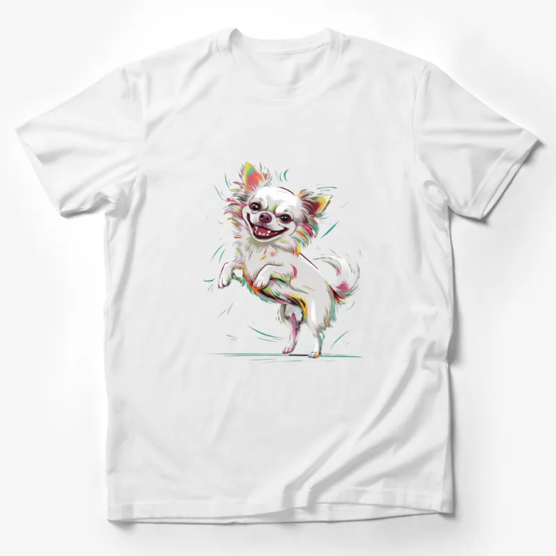 Colorful Chihuahua Dog T-Shirt, Fun Cartoon Dog Art, Unique Pet Lover Gift, Graphic Tee for Dog Owners Male T-Shirt