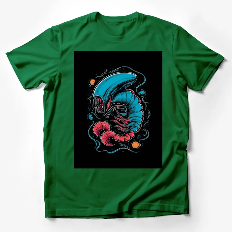 Abstract Aquatic Creature T-Shirt, Vibrant Oceanic Art, Stylish Unisex Tee, Bold Graphic Design Top Male T-Shirt