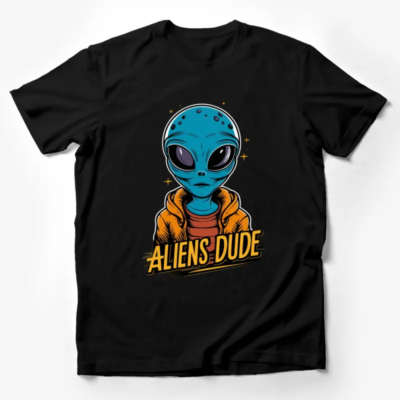 Alien Dude T-Shirt, Cool Extraterrestrial Character Graphic, Vibrant Space Theme Tee Male T-Shirt