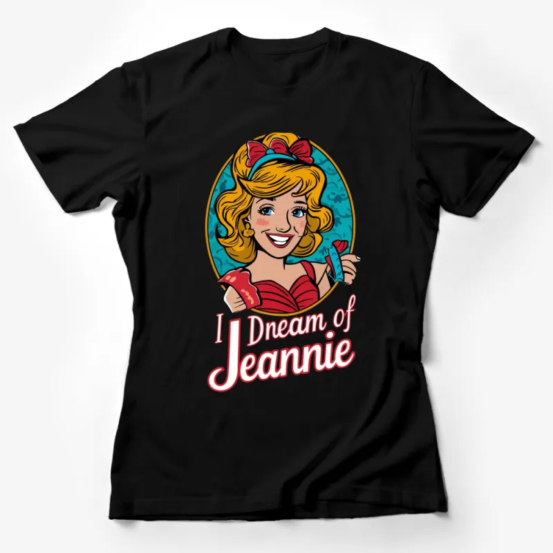 Vintage I Dream of Jeannie Cartoon 90's Nostalgia Graphic T-Shirt, Retro TV Show Tee, Colorful Pop Art Design Female T-Shirt