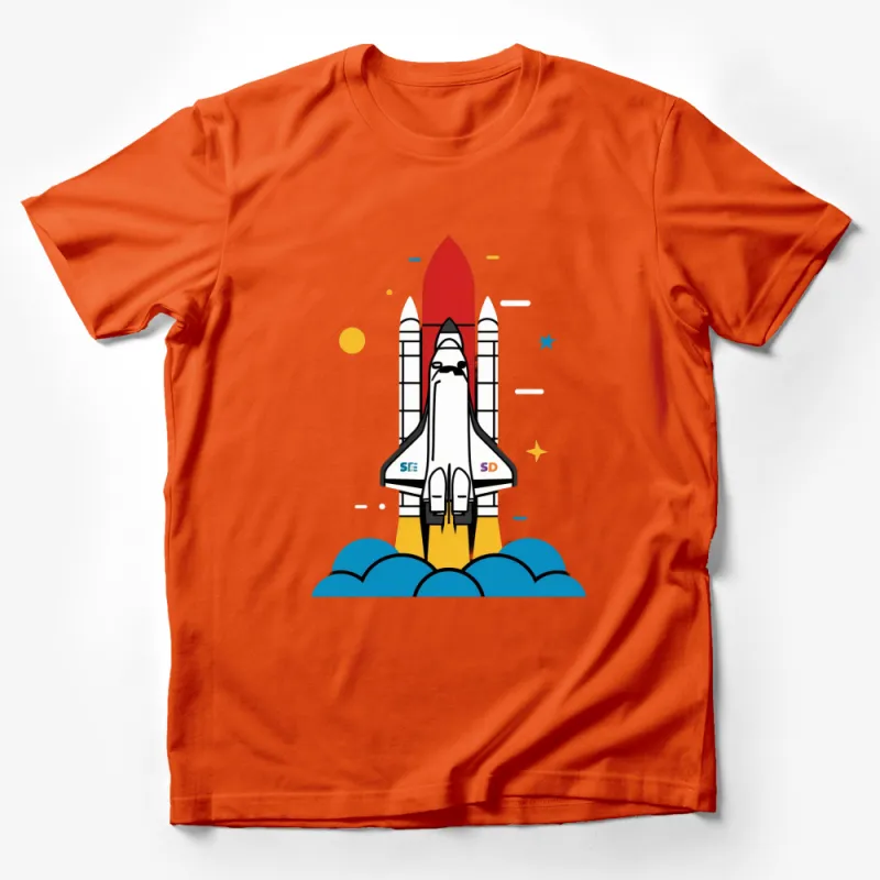 Space Shuttle Launch Graphic T-Shirt, Unisex Rocket Tee for Science Nerds, Gift for Astronomy Lovers Male T-Shirt