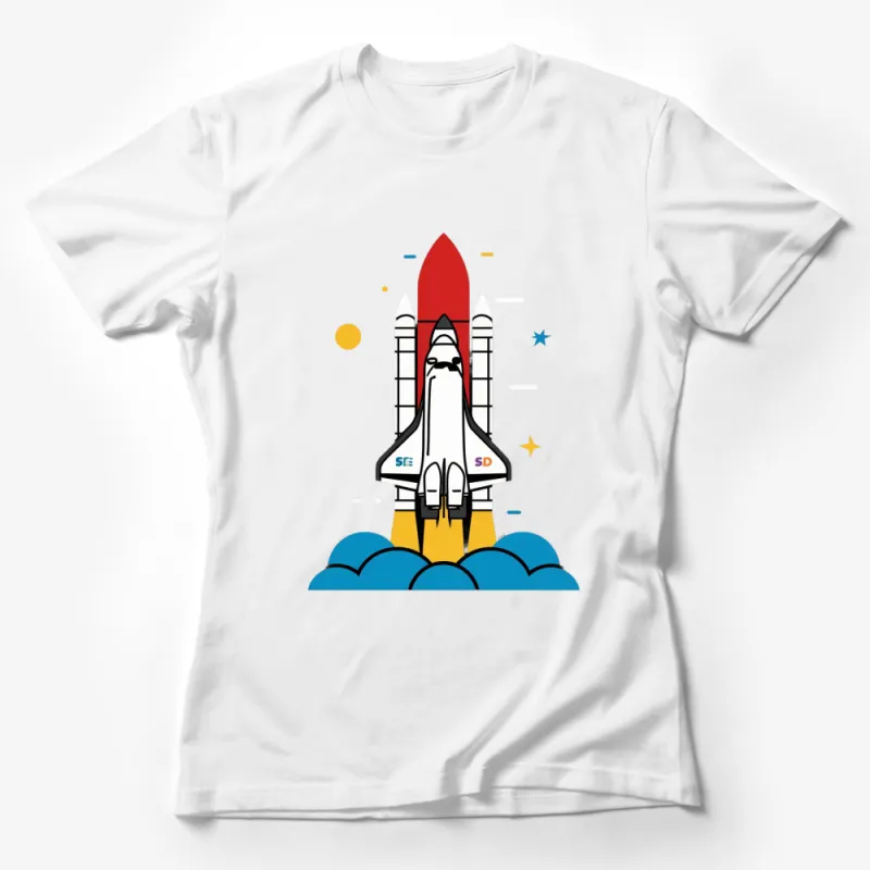 Space Shuttle Launch Graphic T-Shirt, Unisex Rocket Tee for Science Nerds, Gift for Astronomy Lovers Female T-Shirt