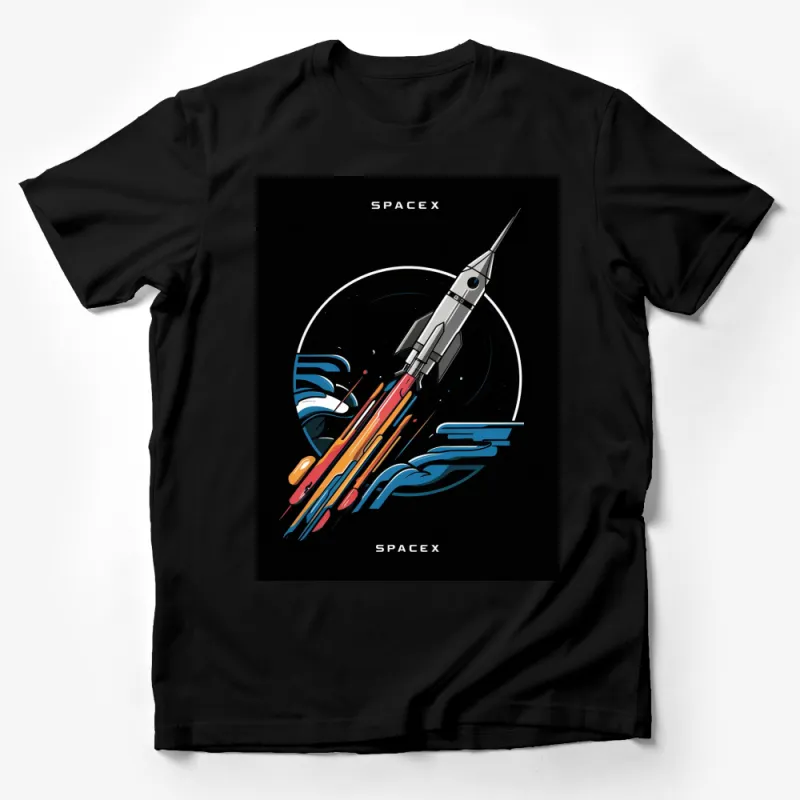 SpaceX Rocket Launch Graphic T-Shirt, Cool Space Explorer Tee, Unisex Adult Clothing, Stylish Astronomical Design Male T-Shirt