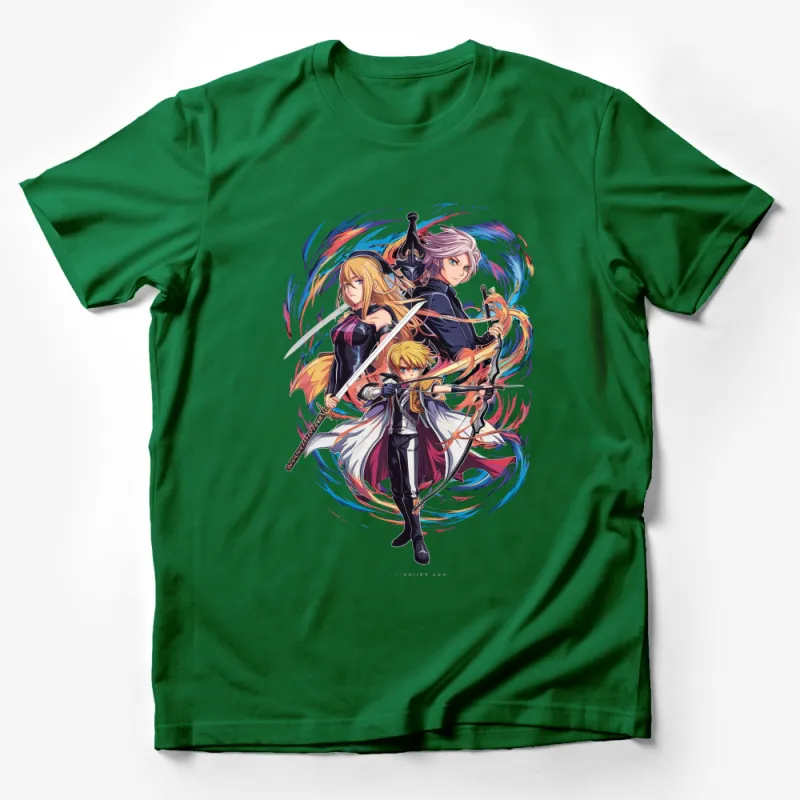 Anime Samurai Warrior T-Shirt, Colorful Manga Style Tee, Unisex Graphic Shirt, Vibrant Battle Characters Top Male T-Shirt