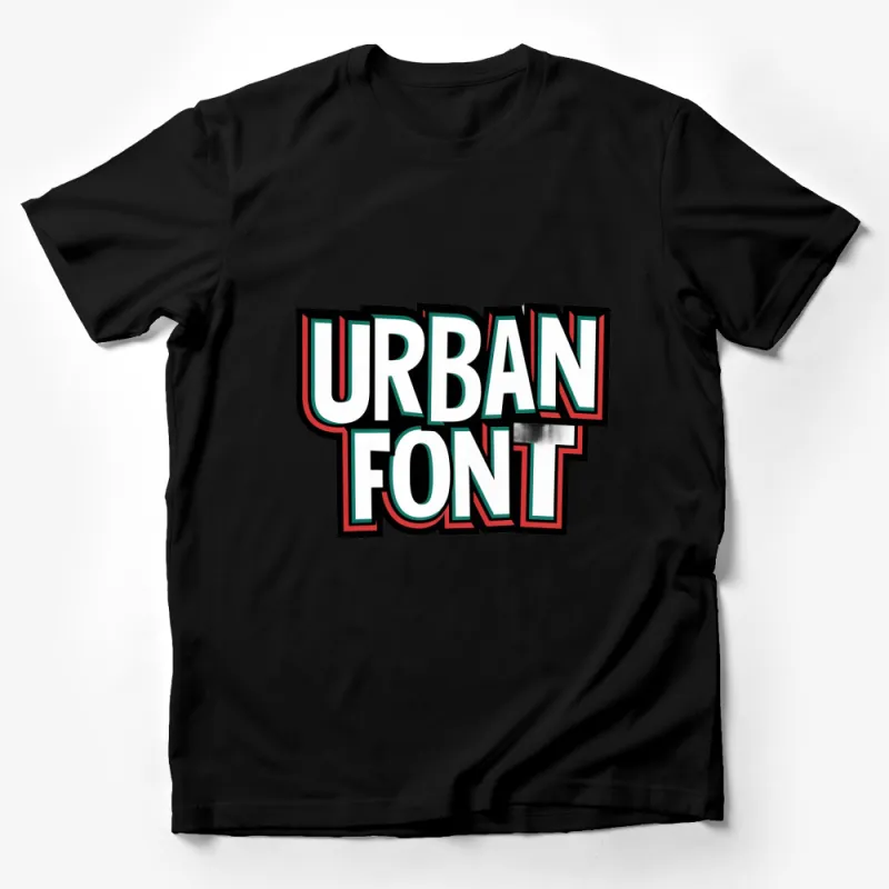 Urban Font Bold Graphic Tee, Colorful 3D Text T-Shirt, Street Style Fashion Wear Male T-Shirt