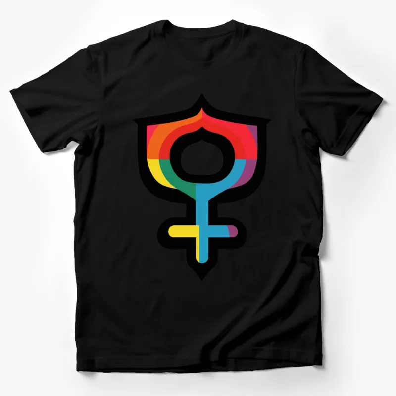 Rainbow Khanda Symbol T-Shirt, Colorful Sikh Pride Unisex Tee, Vibrant Religious Graphic Tee Male T-Shirt