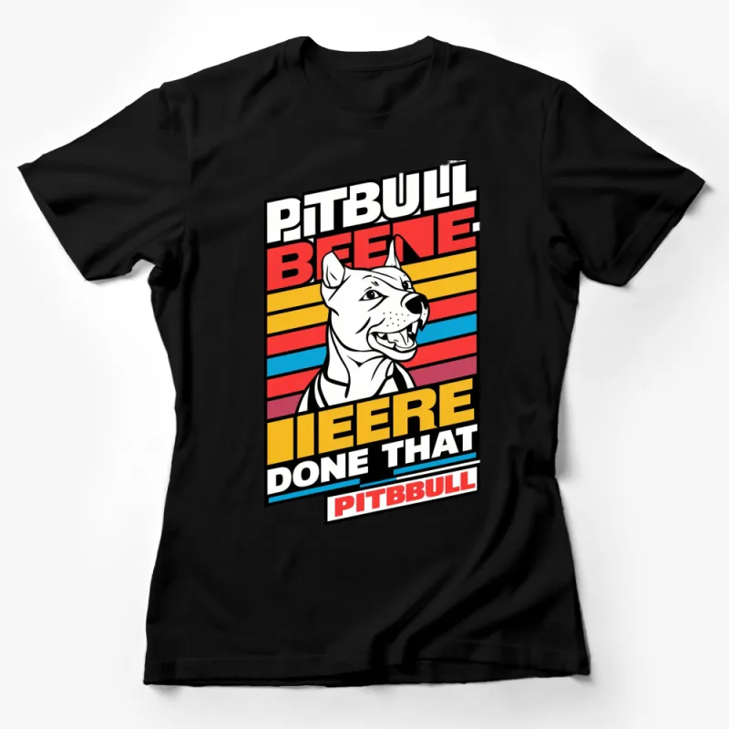 Pitbull Graphic T-Shirt, Colorful Retro Style Dog Lover Tee, Casual Pitbull Mom Dad Cool Shirt Female T-Shirt