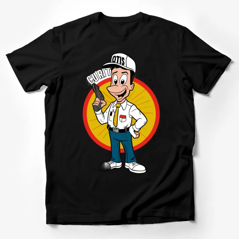 Security Guard Otis Cartoon T-Shirt, Fun Security Officer Graphic Tee, Unique Gift for Men and Women Male T-Shirt