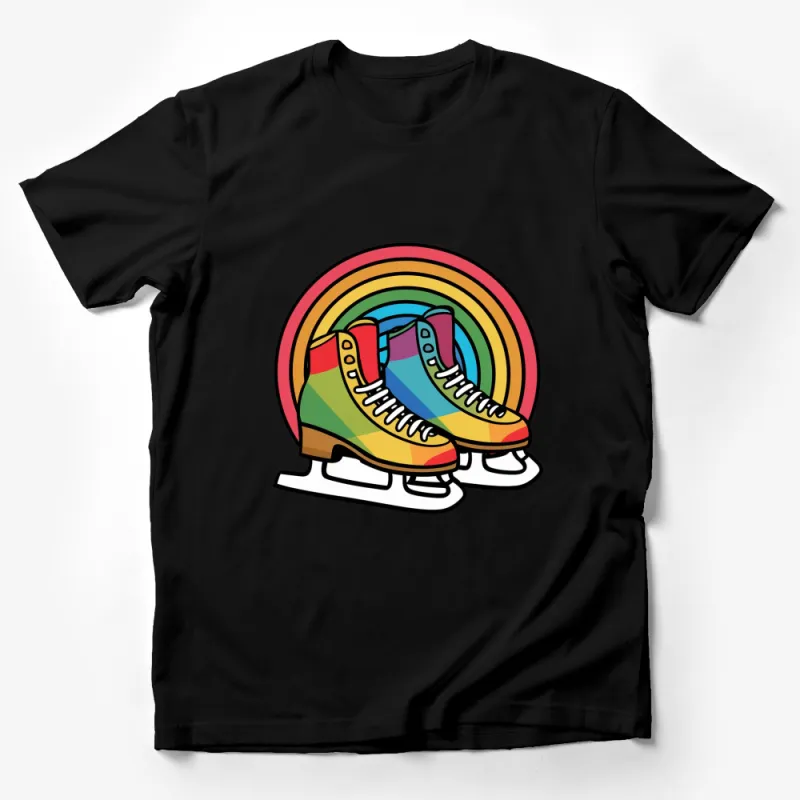 Colorful Rainbow Roller Skates T-Shirt, Fun Skating Tee, Rainbow Pride Graphic Shirt, Unisex Fashion Top Male T-Shirt