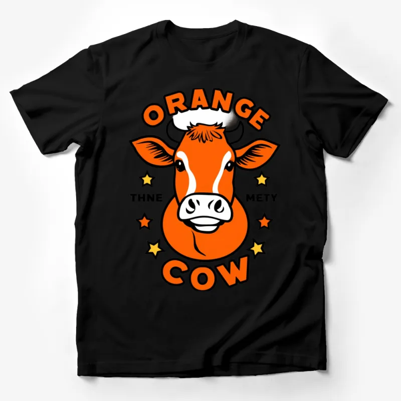 Orange Cow T-Shirt, Funny Farm Animal Graphic Tee, Unisex Adult and Kids Sizes Male T-Shirt