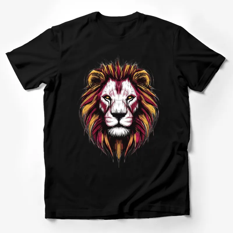 Colorful Lion Art T-Shirt, Majestic Lion Head Graphic Tee, Unisex Fashion Top, Unique Wildlife Design Male T-Shirt