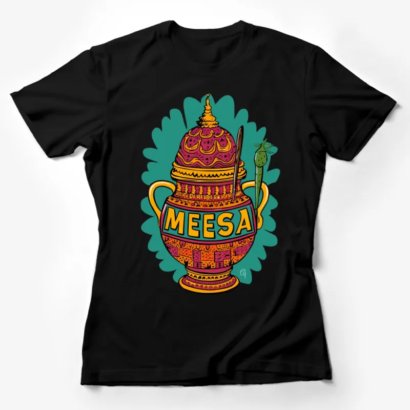 Colorful Meesa Jar Graphic T-Shirt, Traditional Indian Container Print, Casual Wear, Unisex Shirt for All Ages Female T-Shirt