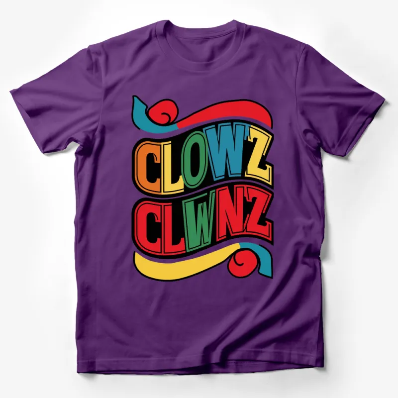 Retro Clownz Graphic Tee, Colorful Bold Text Design, Vintage Inspired Unisex T-Shirt Male T-Shirt