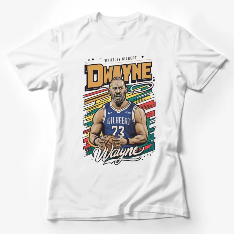 Dwayne Gilbert Basketball Star Graphic T-Shirt, Vintage Sports Tee, Unique Athletic Shirt Design, Gift for Sports Fans Female T-Shirt