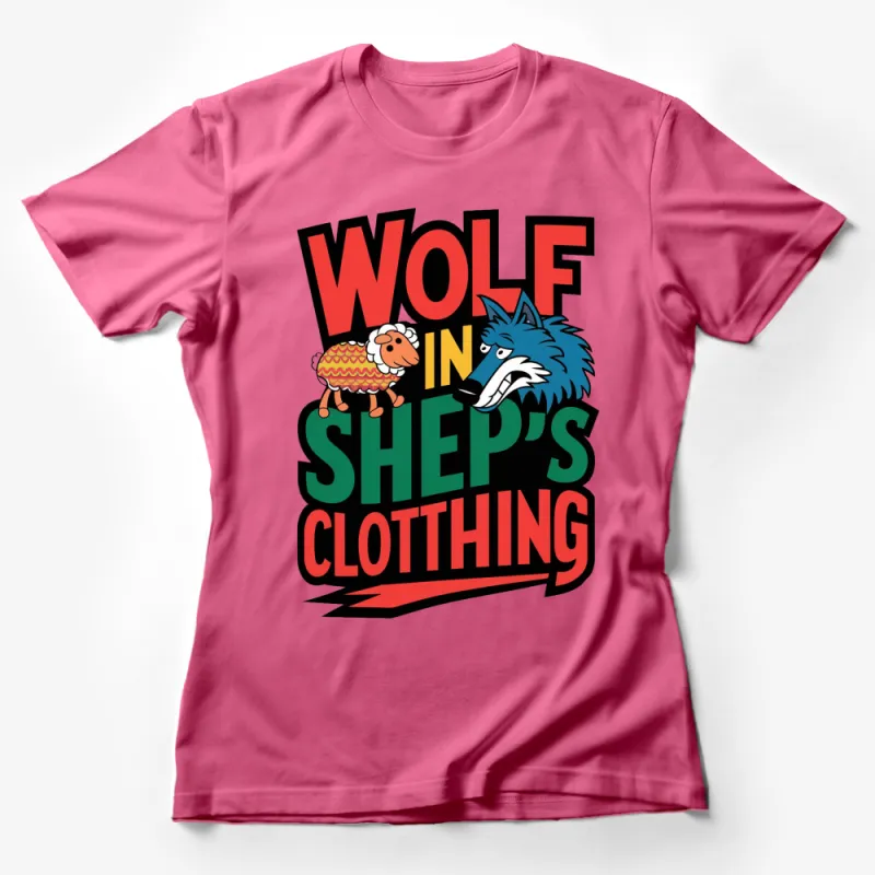 Wolf in Sheep's Clothing Graphic T-Shirt, Colorful Cartoon Design, Unisex Tee Female T-Shirt