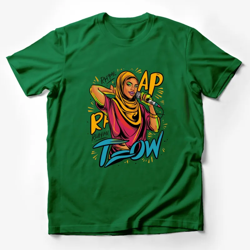 Vibrant Rap Flow T-Shirt, Colorful Hip-Hop Female Artist Graphic Tee, Street Style Fashion Male T-Shirt