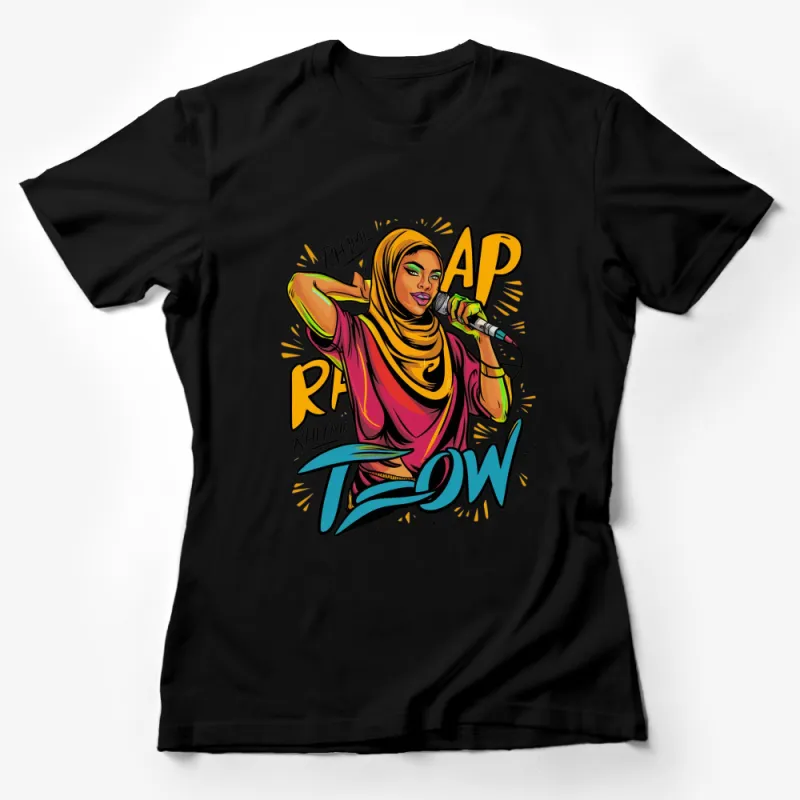 Vibrant Rap Flow T-Shirt, Colorful Hip-Hop Female Artist Graphic Tee, Street Style Fashion Female T-Shirt