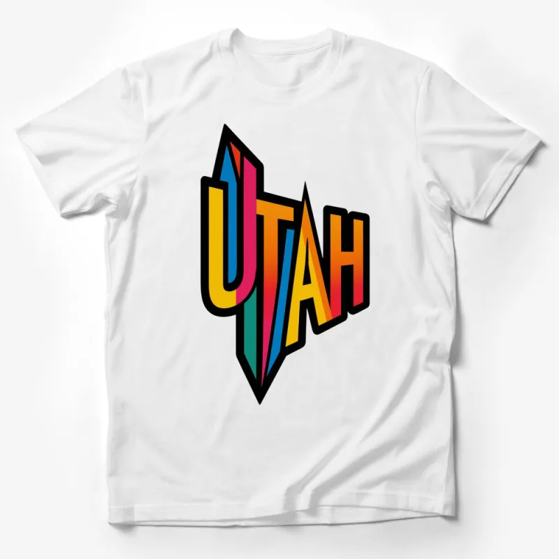 Colorful Utah State Logo Graphic T-Shirt, Vibrant Travel Souvenir, Unisex Tees for All Ages Male T-Shirt