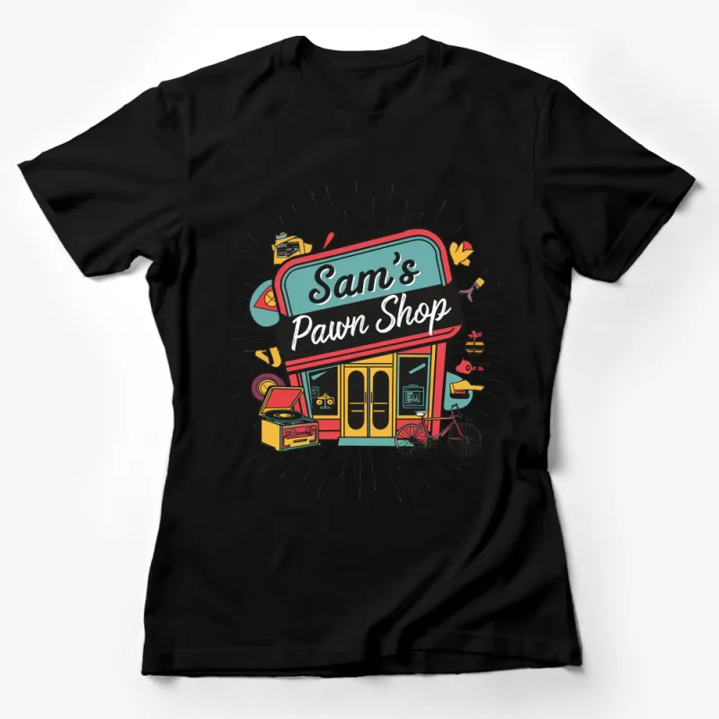 Vintage Pawn Shop Graphic Tee, Retro Sam's Pawn Shop Illustrated T-Shirt, Unique Design Tee Female T-Shirt