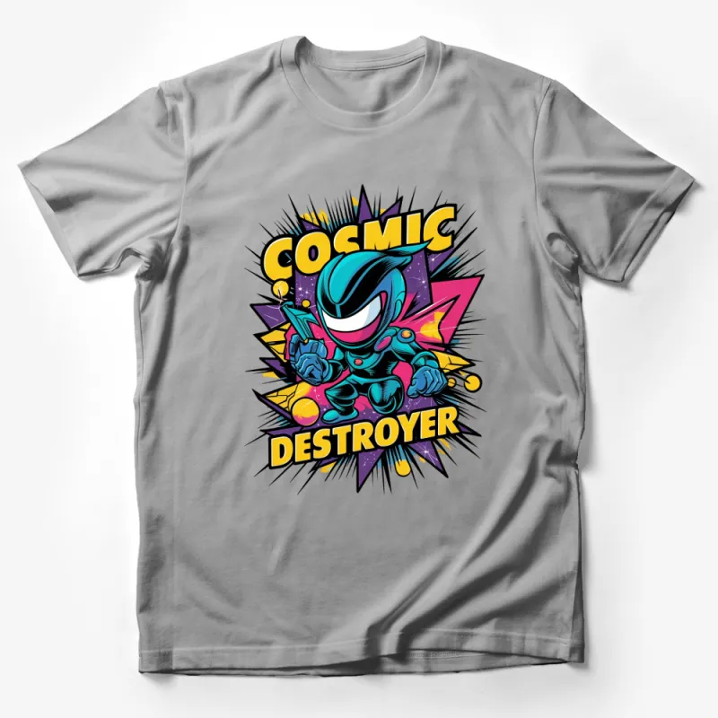 Cosmic Destroyer Cartoon Hero T-Shirt, Colorful Superhero Graphic Tee, Men's Women's Kids Sizes Male T-Shirt