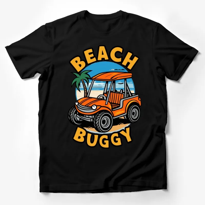 Beach Buggy T-Shirt, Orange Buggy Graphic Tee, Tropical Beach Scene, Summer Vacation Apparel Male T-Shirt