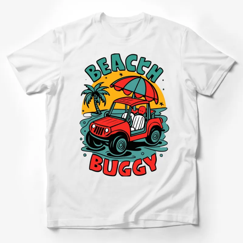 Beach Buggy T-Shirt, Retro Car Graphic, Colorful Summer Tee, Palm Tree and Sunset Design Male T-Shirt