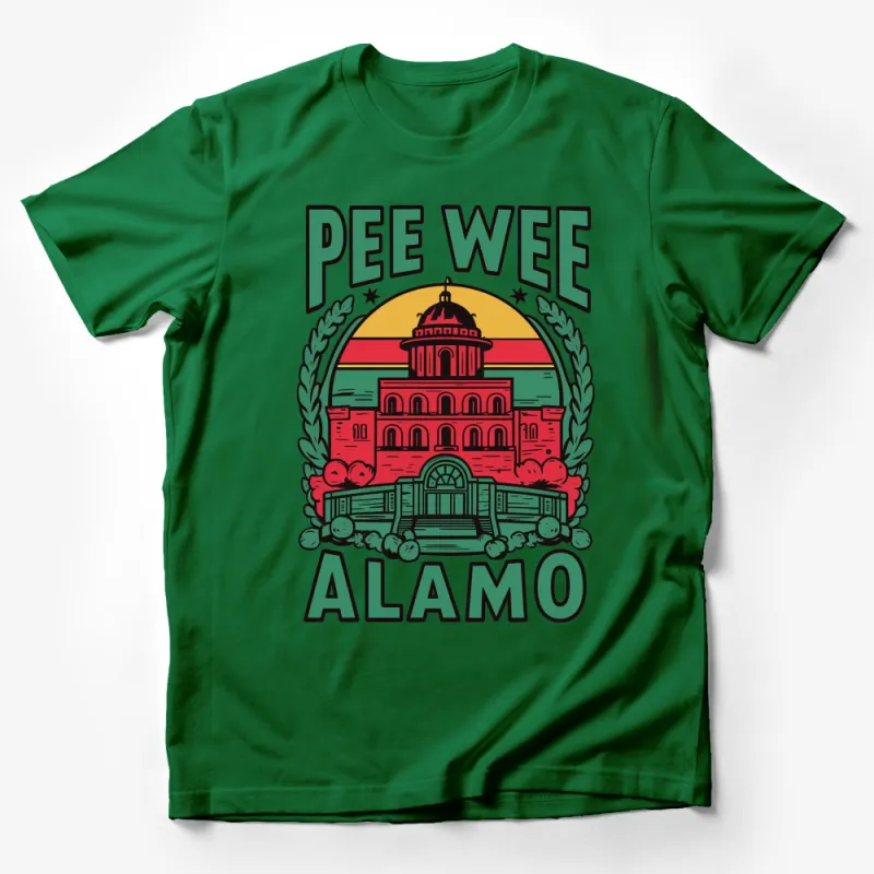 Pee Wee Alamo Graphic Tee, Colorful Historic Building Illustration, Unisex T-Shirt Male T-Shirt