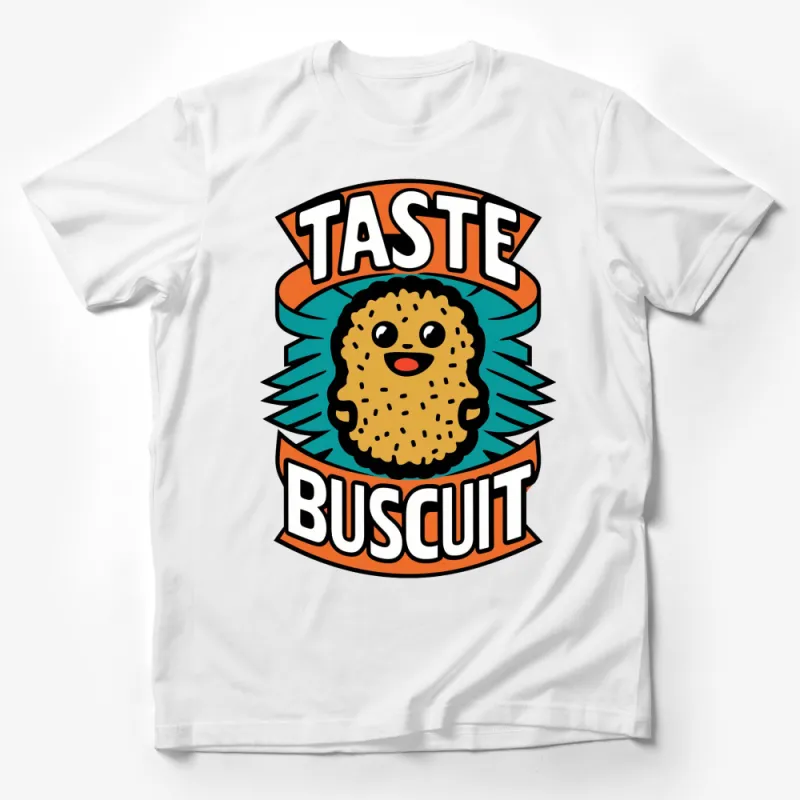 Fun Biscuit T-Shirt, Taste Biscuit Graphic Tee, Retro Cartoon Cookie Shirt, Unisex Male T-Shirt