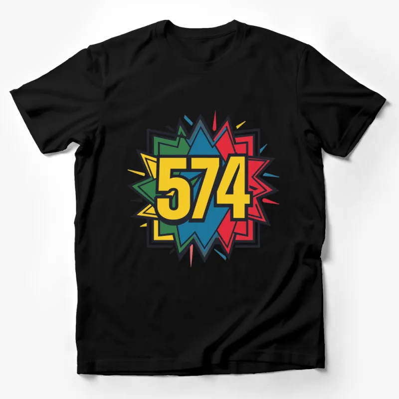 Colorful 574 Pop Art Design T-Shirt, Vibrant Starburst Graphic Tee, Unisex T-Shirt for All Ages Male T-Shirt